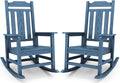 SERWALL Blue Outdoor Rocking Chair Set of 2, All Weather Patio Rocking Chair, HDPE Poly Rocking Chair for Adults, Heavy Duty Front Porch Rocker