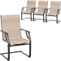 Amopatio Dining Chairs Set of 4, Patio Dining Chairs for All Weather, Breathable Garden Outdoor Furniture for Backyard Deck, Light Brown