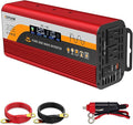 1000W Pure Sine Wave Inverter (2000W Peak), 12V/24V Auto-Detect, 50Hz/60Hz Switchable, LCD Display, Type-C Fast Charging, Silent Design, Overload & Overheat Protection for RV, Home (RED-1000W)