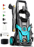 2025Upgraded Pressure Washer 4300PSI with 4 Quick Connect Nozzles, Inlet Hose & Filter& Foam Cannon for Cars/Fences/Driveways/Home Cleaning, Blue