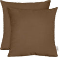 RSH DECOR: Sunbrella Play Square Throw Pillows Set of 2 | 17" x 17" | Water and Fade-Resistant Performance Fabric | Outdoor Pillow Covers with Down-Alternative Inserts | Play Mocha