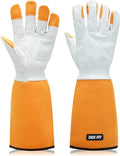 DEX FIT FG310 Gardening Gloves for Women & Men, Long Thorn Proof Leather Sleeves Protection, Comfortable, Durable for Cactus, Rose Bush Pruning and Garden and Yard Work; Orange S (7) 1 Pair