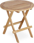 OTSUN Teak Outdoor Side Table,Patio Table with Adjustable Feet, Small Round Side Tables, Elegant Accent Outdoor Tables for Balcony Porch Poolside(Round Tables Folding)