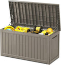 270 Gallon Deck Box, Resin Outdoor Indoor Waterproof Storage Box, Lockable Storage Box With Handle for Patio Furniture - Garden Tools - Swimming Pool Tools UV-Resistant, Grey