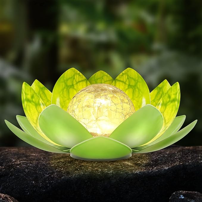 Solar Lights Outdoor, Garden Decor, Cracked Globe Glass, Waterproof Metal Solar Garden Light for Pathway, Patio, Lawn, Yard, Ground