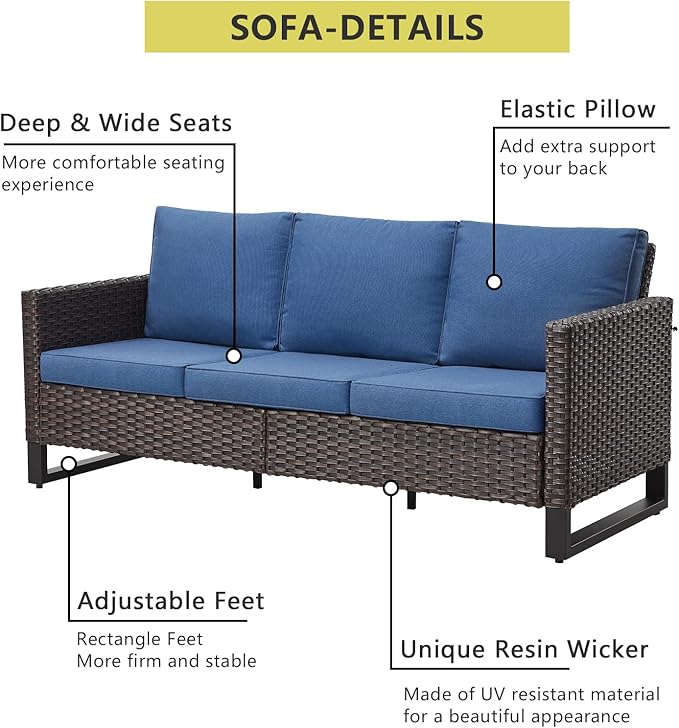 HUMMUH 5 Piece Patio Furniture Set with Fire Pit Table 41in 55,000 BTU,Wicker Outdoor Conversation Sets - Outdoor Swivel Rocker Chairs Patio Sofa for Porch,Garden,Backyard