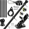 REERON Flag Pole Kit for House, 6 FT Stainless Steel Spinning Flag Pole, 1" Rustproof Porch Flagpole with 360° Metal Anti-wrap Flagpole Rings & 2-Position Bracket for Outdoor Home Sport for 3x5 Flags