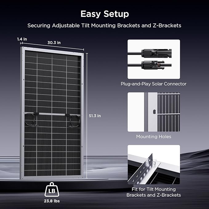 N-Type 16BB 400W Bifacial Solar Panel, 2Pcs 200 Watt Solar Panel 12V, 25% High Efficiency Monocrystalline PV Module,for RV Van Trailer Camper Marine Rooftop Home Off Grid (200w 2-Pack Silver)