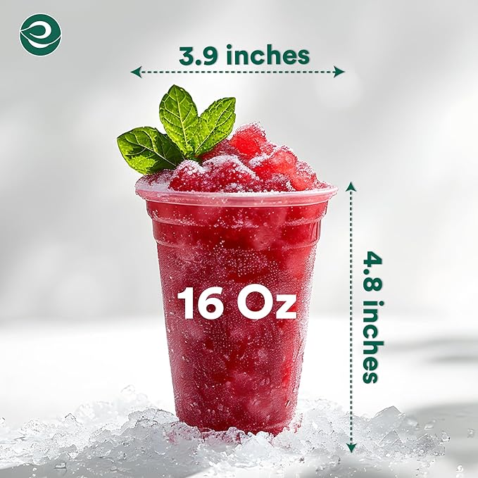 ECO SOUL 100% Compostable, Disposable Party Cups | Eco-friendly Party Cups | (200 Count, 16 oz Cold Cups)