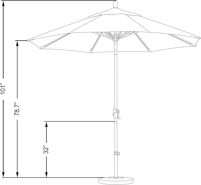 California Umbrella GSPT908302-5457 9' Round Aluminum Market, Crank Lift, Push Button Tilt, Black Pole, Sunbrella Sunflower Yellow