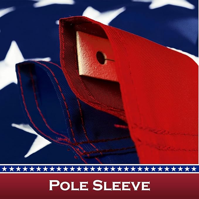 Pole Sleeve Flag 3x5 -Us Flag Sleeve,New 420D Polyester,Heavy Duty Durable TearProof, Embroidered Stars, Sewn Stripes, UV Protection,Sleeved American Flag (Pole NOT Included)