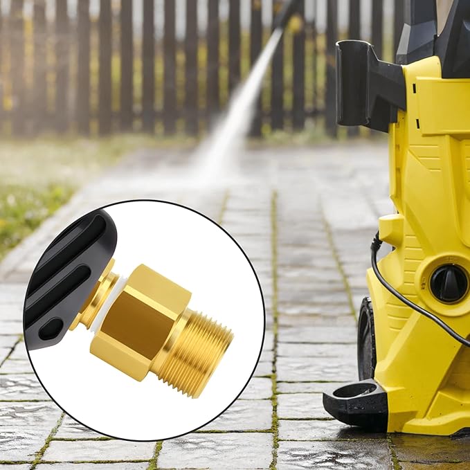 GASHER 2Pcs Brass M22 Pressure Washer Fitting,M22-14mm Male x M22-14mm Female Thread Fittings,For Pressure Washer Hose