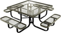 COATEDOUTDOORFURNITURE Heavy-Duty Portable Outdoor Kids Table with Umbrella Hole, Expanded Metal Kids Picnic Table, Commercial-Grade, Made in America (46 in, Square, Childrens, Textured Gold Vein)