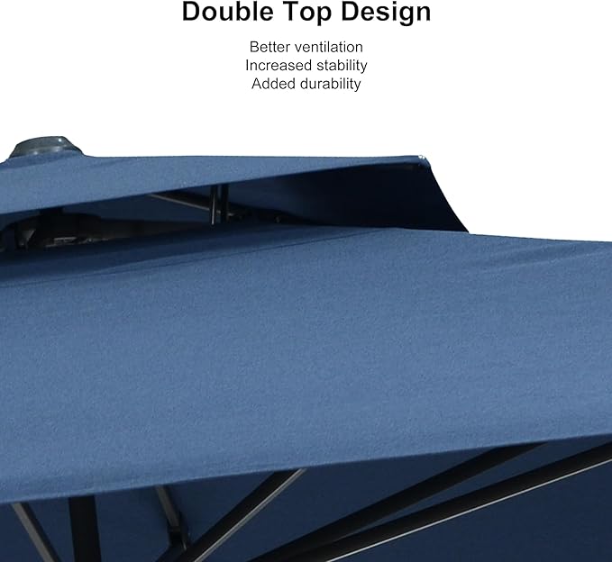 PURPLE LEAF 9' x 12' Cantilever Patio Umbrella Outdoor Umbrella with 280lbs Base Large Rectangular Windproof Offset Umbrella for Pool Deck Garden, Ocean Slate