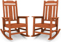 SERWALL HDPE Rocking Chair Set of 2, All Weather Patio Rocking Chair, HDPE Poly Rocking Chair for Adults, Heavy Duty Front Porch Rocker, Orange