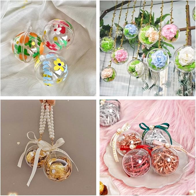 Acrylic Hollow Ball, Clear Plastic Fillable Ornaments Ball, DIY Clear Plastic Balls for New Years Present,Xmas Tree,Home Decoration,Wedding,Party (16cm/6.3inch，5pcs)