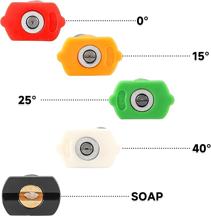 Tool Daily Pressure Washer Tips, 40 Degree White Power Washer Nozzle Tips 7 Pack with Nozzle Holder, 1/4 Inch Quick Connect, 4000 PSI