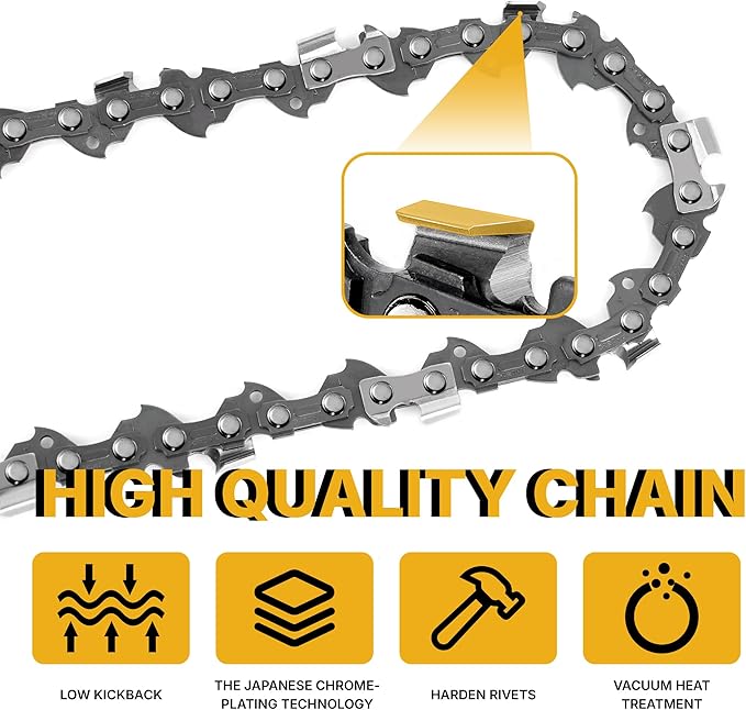 12 Inch Chainsaw Bar and Chain Combo, 3/8LP" Pitch, 050" Gauge, 45 Drive Links Fits Echo, Makita, Craftsman, Husqvarna and More (1 Bar + 3 Chains)