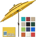 EliteShade USA 10-Year-Non-Fading Solar 9ft 3 Tiers Market Umbrella with 80 LED Lights Patio Umbrellas Outdoor Table with Ventilation,Sunflower Yellow