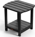 Ciokea Adirondack Outdoor Side Table, 2-Tier Sturdy Patio End Table Weather Resistant, Morden Side Table for Patio, Pool, Porch, Black