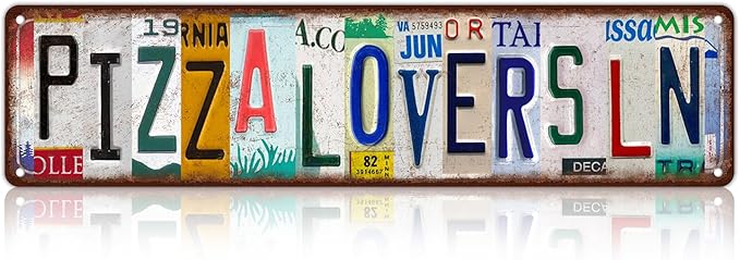 Vintage Pizza Lovers Ln Wall Decor Street Signs Home Bar Coffee Metal Tin Signs 16 x 4 Inches
