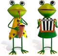 HONGLAND Metal Frog Garden Decor - Metal Frog Outdoor Statue -Funny Garden Frog Decorations - 3D Frog Figurine - Christmas Holiday Housewarming Gifts Lawn Patio Yard Garden Decor (Saxophone)