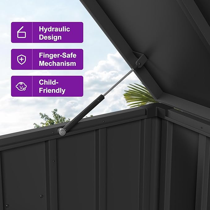 PURPLE LEAF Outdoor Deck Box 150 Gallon Waterproof Lockable Storage Box Container with Lid Deck Organization for Patio Cushions Side Table Pool Accessories Garden Tools, Gray