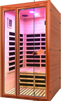 1-2 Person Home Sauna Low EMF Far Infrared Sauna with Red Light Bluetooth Speakers Indoor Dry Sauna 1550W 110V 39.37"x35.43"x74.8"
