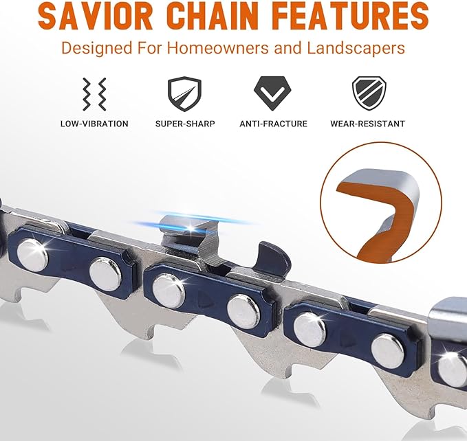 Savior 3PC 10 Inch Pole Saw Chain for Stihl 71PMM3 56, 1/4" Pitch .043" Gauge 56 Drive Links Chainsaw Chain for MSA120 C-B, 10" Pole Saw Chain for EGO PS1000 / PS1001 / PSX2510 10-Inch 56V Pole Saw