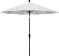 California Umbrella 9' Round Aluminum Pole Fiberglass Rib Market Umbrella, Crank Lift, Collar Tilt, Black Pole, Sunbrella Spectrum Mist