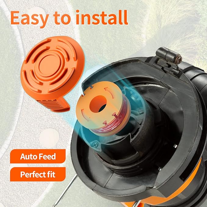 Eventronic 20 Pack WA0010 Trimmer String Compatible with Worx Weed Eater, 0.065" Autofeed Replacement Spool Trimmer Line for Worx Weed Eater (16 Line Spools + 4 Cap)