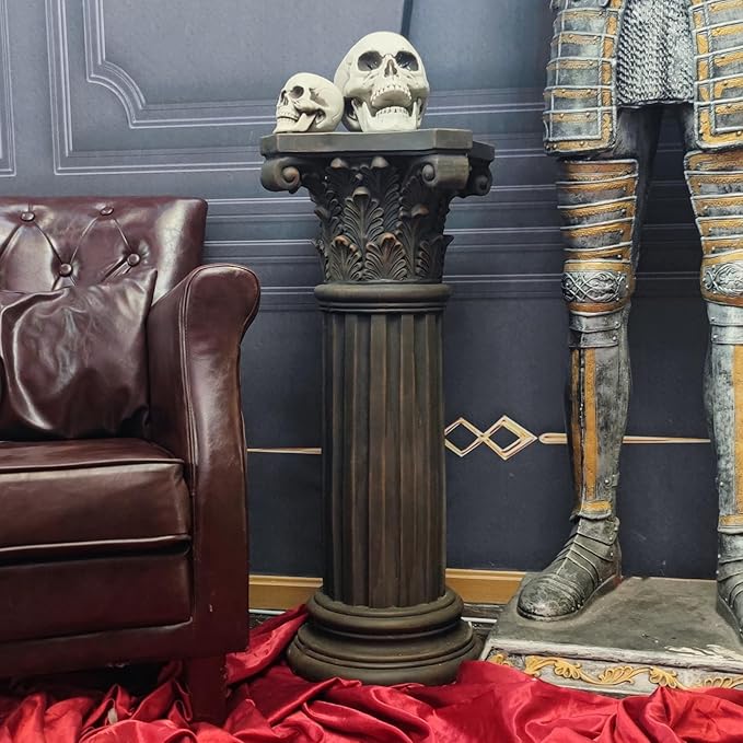 OUTOUR Unique Magnesium Oxide Corinthian Greek Column Pillar with Stand Base Pedestal for Indoor Outdoor Garden Backyard Courtyard Patio Decor33.5’’High,Antique Bronze