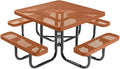 COATEDOUTDOORFURNITURE Heavy-Duty Portable Outdoor Picnic Table with Umbrella Hole, Expanded Metal Commercial-Grade Patio Dining Furniture Made in America (46" Square Top, Textured Copper)