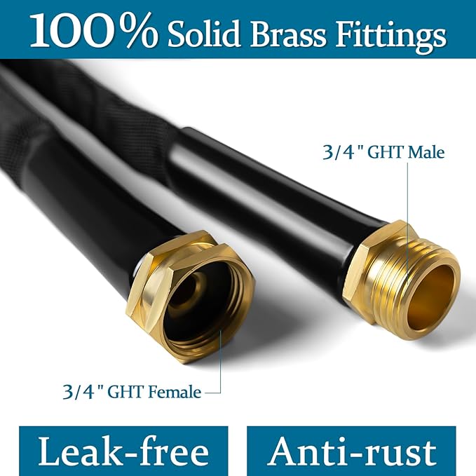 Garden Hose 100ft, Made of TPE(BetterThan PVC), with 10 Patterns Sprayer Nozzle, Ultra-Light & Flexible Water Hose with Solid Brass Fittings, Non-Shrinking, Drinking Water Safe Material