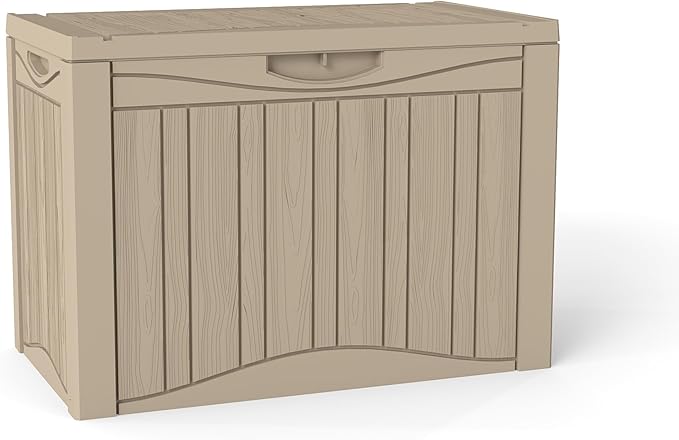 TARKARI 50 Gallon Lockable Resin Deck Box, Waterproof & UV-Resistant Outdoor Storage Box for Outdoor Cushion Storage, Garden Tools & Pool Accessories Storage, Gray