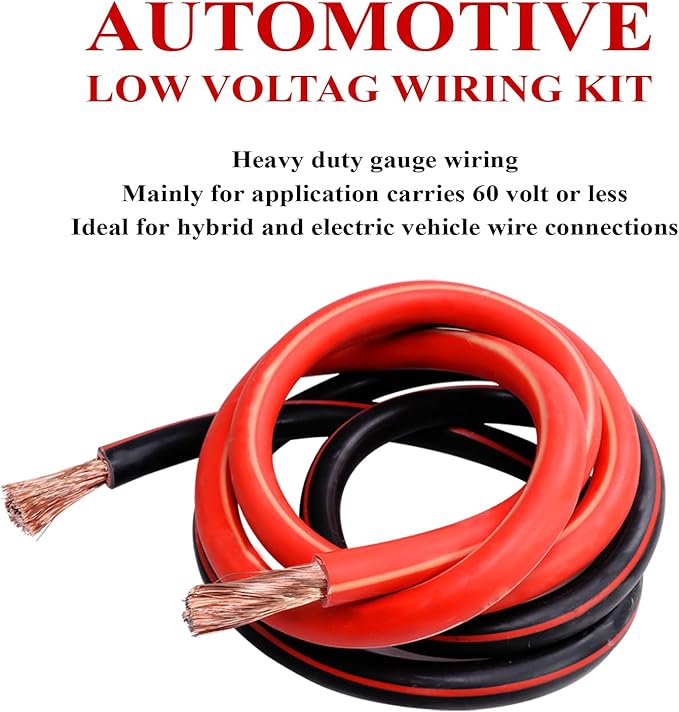 2 Gauge Battery Power Cable (5 Feet Black, 5 Feet Red) - 2 AWG Copper Clad Welding Wire with M8 & M10 SC Cable Lugs for Car, Camper, RV, Solar Low Voltage Wiring