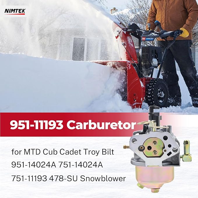 951-11193 Carburetor for MTD Cub Cadet Troy Bilt 951-14024A 751-14024A 751-11193 478-SU 478-SUA 478-SUB series Snow Engines