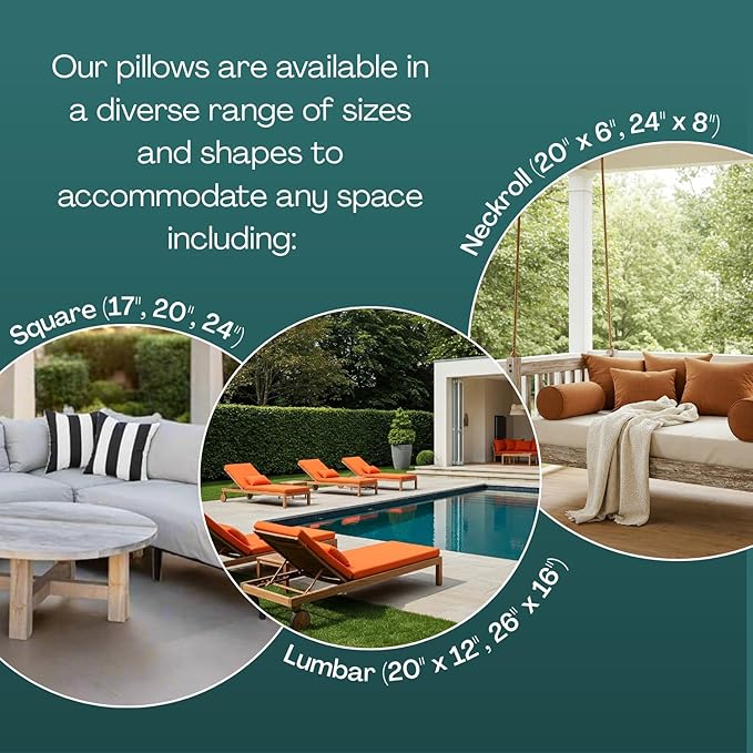 RSH DECOR: Square Throw Pillows Set of 2 | 24” x 24” | All-Weather Spun Fabric | Water and Fade-Resistant | Outdoor Accent Pillows for Patio Furniture | Red