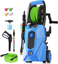 Pressure Cleaner 5000 PSI,2.8 GPM Power Cleaner with Foam Cannon,Portable Cleaner with 33ft Hose Reel,4 Nozzle Tips,and Soap Bottle for Cars/Home/Driveways/Patios/Decks/Fences(Blue)