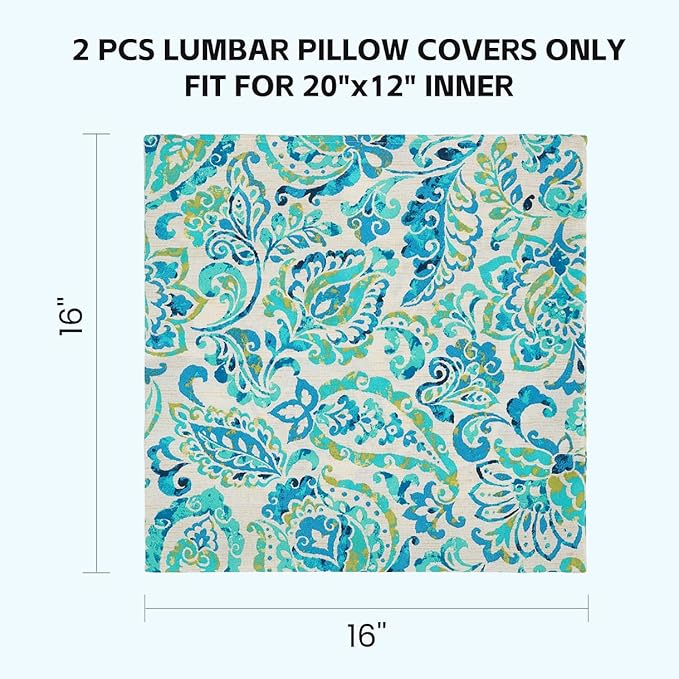 Outdoor Throw Pillows Waterproof Covers 2 Pack 16×16 Inch, Decorative Toss Pillows Covers, Rain-Proof, Fade Resistant for Patio Furniture, Sofa, Couch, Garden