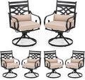 PHI VILLA Patio Dining Chairs Set of 6, Outdoor Swivel Chairs with Cushion and Pillow for Garden Lawn and Deck