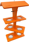 DutchCrafters Plastic Poly Double Platform Hanging Oriole Bird Feeder with Fruit Slice Holders & Nectar Cups, Jelly Bird Feeders for Outside - Amish Made in USA (Triple, Bright Orange)
