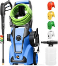 Pressure Cleaner 5000PSI Max 4.0GPM with 33FT Flexible Extension Hose, 4 Nozzles, Foam Cannon, Power Cleaner Powered for Cars, Patios, Driveways, Blue