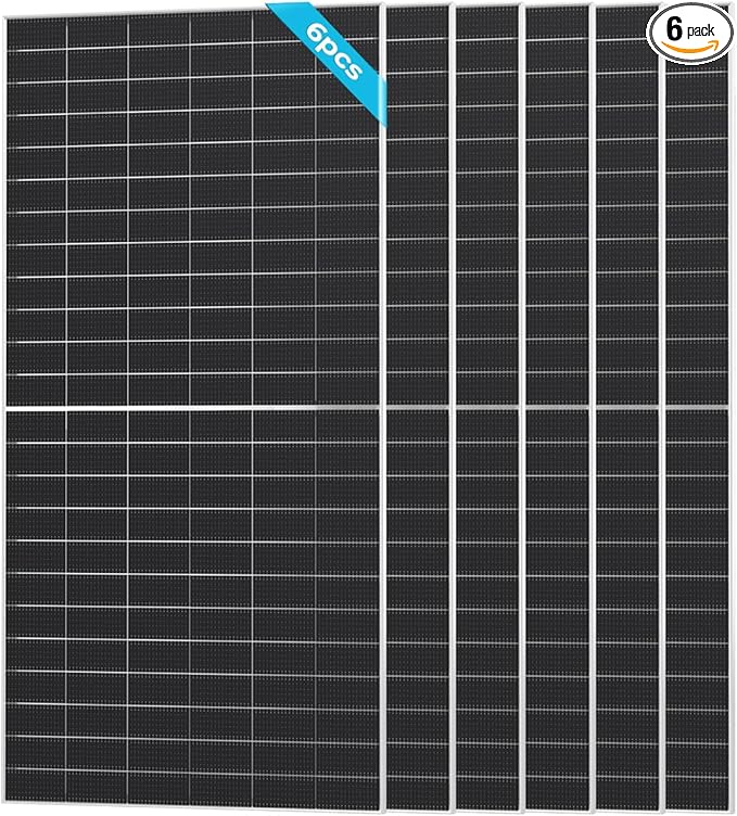 Renogy Solar Panels Bifacial 6Pcs 590 Watt N-Type Monocrystalline 12V 16BB Solar Panel, 25% High Efficiency Solar Module for RV Home Farm Shed Trailer Camper Marine Off-Grid System