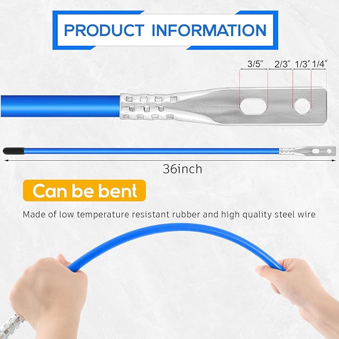 Lasnten 4 Pcs 36 Inch Snow Plow Blade Markers Guide Kit Steel Wire Inside Bolt on Bumper Guides High Visibility Easy Installation for ATV Western Snowplows(Blue)