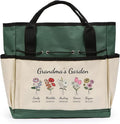 Personalized Garden Tools Set for Women: Custom Text Garden Tool Bag and Garden Shovel & Transplant Shovel & Hand Rake - Gardening Gifts for Mom Grandma Gardening Lover (5 Flowers)