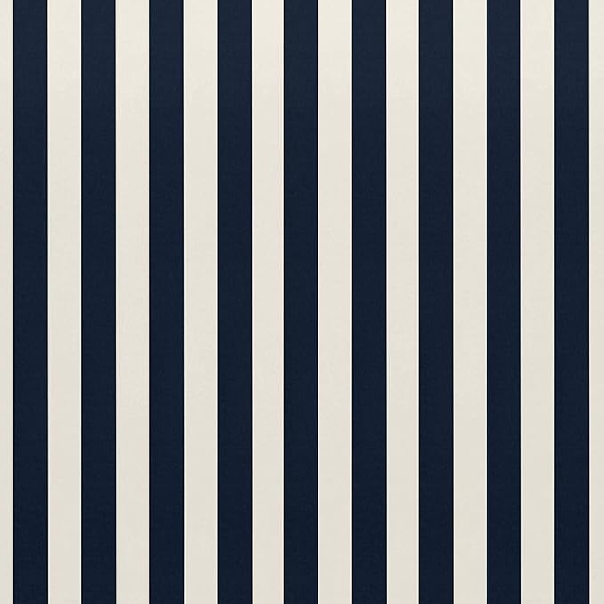 RSH DECOR Deep Seating Cushion with Pillow Back | 24” x 26” x 5" Seat | Water and Fade-Resistant Spun Fabric | Made in USA | Outdoor Chair Cushion Set for Patio Furniture (Navy Blue & White Stripe)