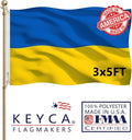Ukraine Flag 3x5 FT Made in The USA-Heavy Duty Vibrant Colors Double Sided Ukrainian UKR Flag with 2 Brass Grommets for Home/Company/Indoor Outdoor Decoration