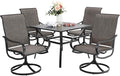 Sophia & William Outdoor Dining Set Patio Dining Set for 4 Outdoor Table and Chairs 5 Pieces with Swivel Patio Chairs 37"x 37" Metal Table for Garden Pool All Weather Brown