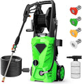 5000PSI Pressure Cleaner - 2025 New Power Cleaner with Upgraded 33ft Pressure Cleaner Hose Reel, Foam Cannon, 4 Nozzle Set, Power Cleaner for House/Patios/Car/Fence, Green